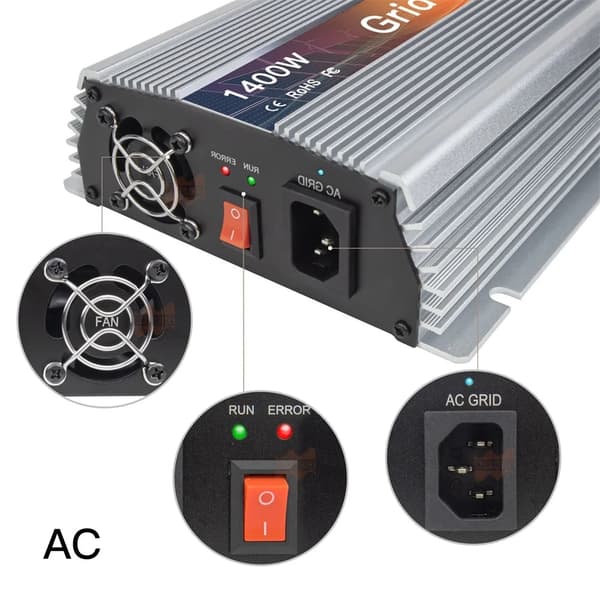 1400W Aurinko MPPT Mikroinvertteri, Korkea Tehokkuus, Kestävä Alumiinirakenne,230-240V, Sininen 1400W, 18V(10.5-30V)
