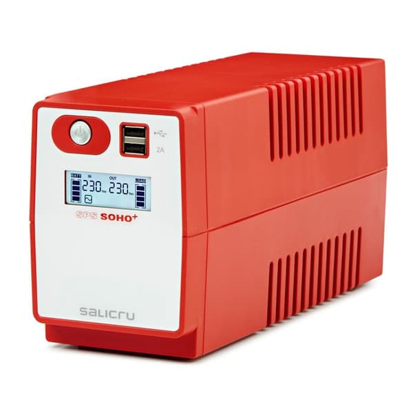 SALICRU SPS 650 SOHO inverter - Line-interactive - 650VA - 3 IEC-uttag - 2 års garanti Röd, Vit
