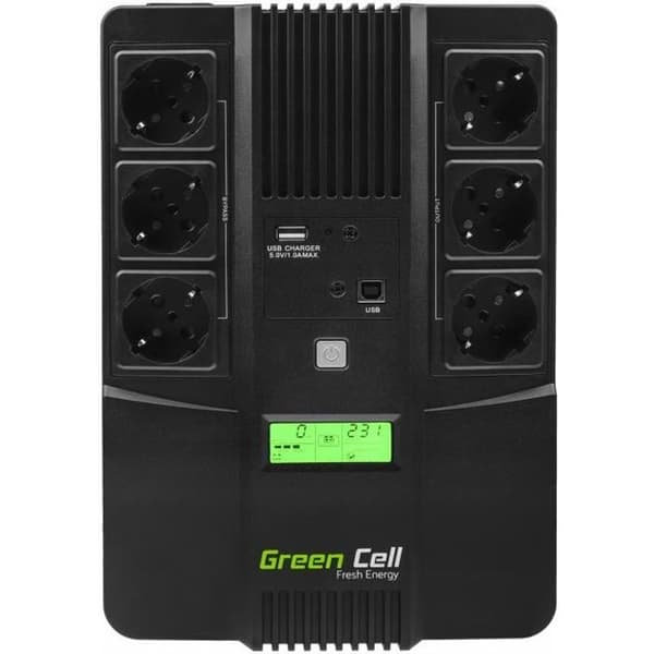 Extern Green Cell-omvandlare - UPS USV 600VA - Linje-interaktiv AVR - USB/RJ45 Svart