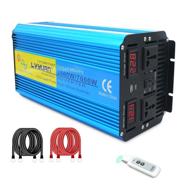 8kW Ren Sinusvåg Växelriktare, 24V Ingång, Dubbel AC Utgångar,12V 220V 7000W