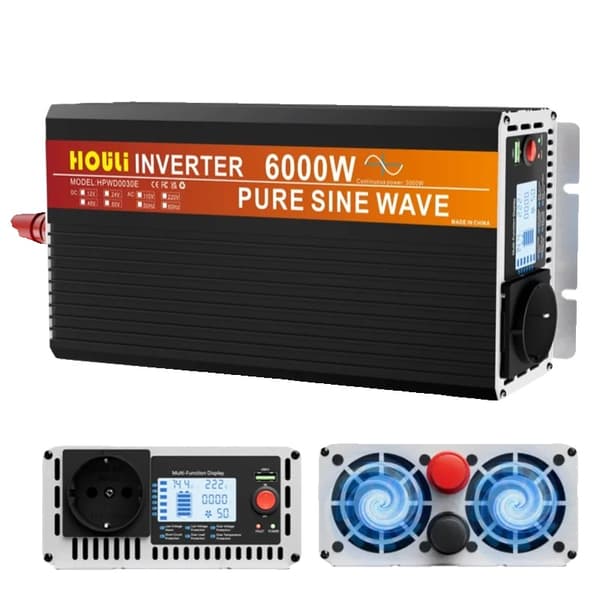 HOULI Ren Sinus Inverter, 3000W-6000W Udgange, Alsidige Spændingsmuligheder,12V, 6000W, 220V