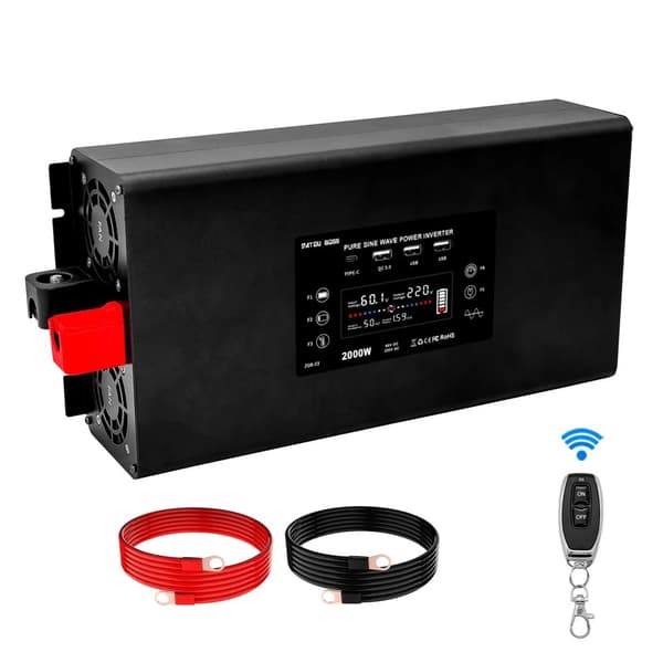 DATOUBOSS Ren Sinus Inverter, Kontinuerlig Effekt 2000W, Indgangsspænding DC12V/24V/60V,DC60V til AC220V 50Hz