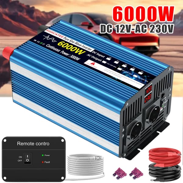 Ren sinuskurve inverter, 6000W spidseffekt, 90% effektivitet,12V 230V 6000W EU