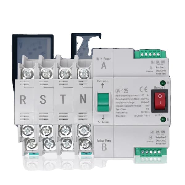 4P Dual Power Mini Generator Automatisk Overførselskontakt, 100A Strøm, 220V Spænding,Grå, 220V