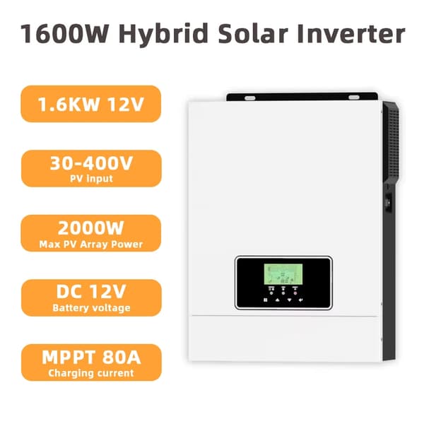 Hybrid sol inverter, 3000W ren sinuskurve, 80A MPPT opladning,1600W-12V BATTERY, 220V-240V