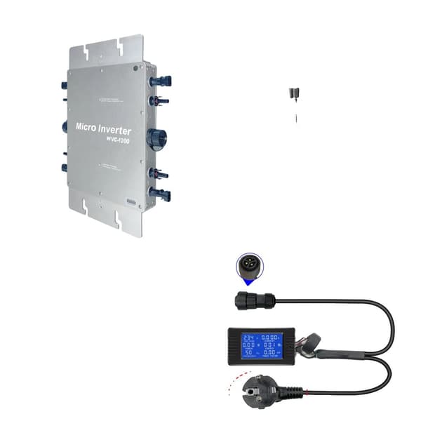 Mikroinverter, 1200W udgangseffekt, bredt drifts spændingsområde,WVC-1200W med LED, 180-260VAC, 22-50V