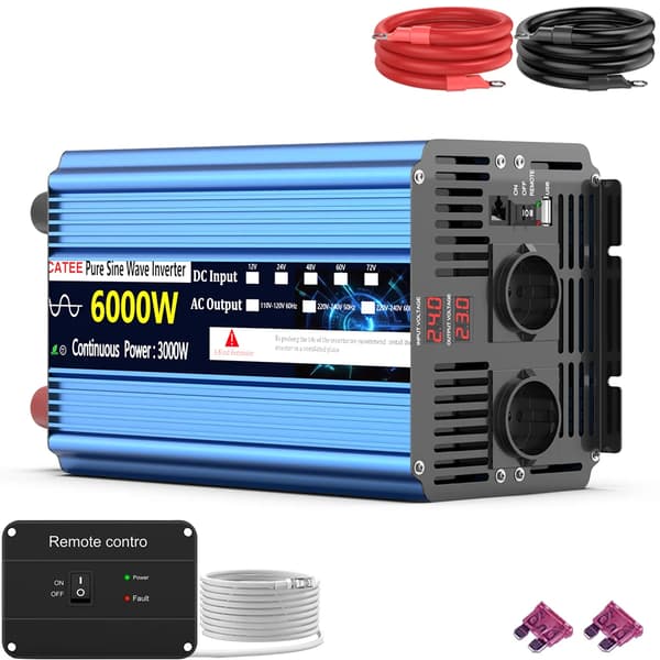Ren Sinuskurve Inverter, 6000W Spidseffekt, 3000W Kontinuerlig Effekt,24V 230V 6000W EU