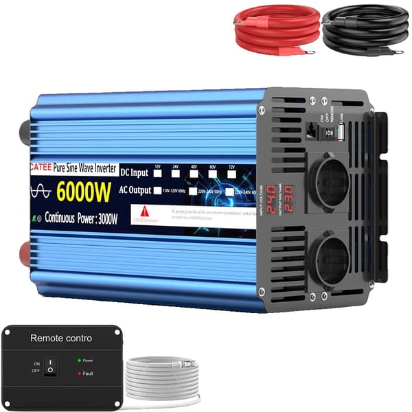 Ren Sinuskurve Inverter, 6000W Spidseffekt, 3000W Kontinuerlig Effekt,24V 230V 6000W EU