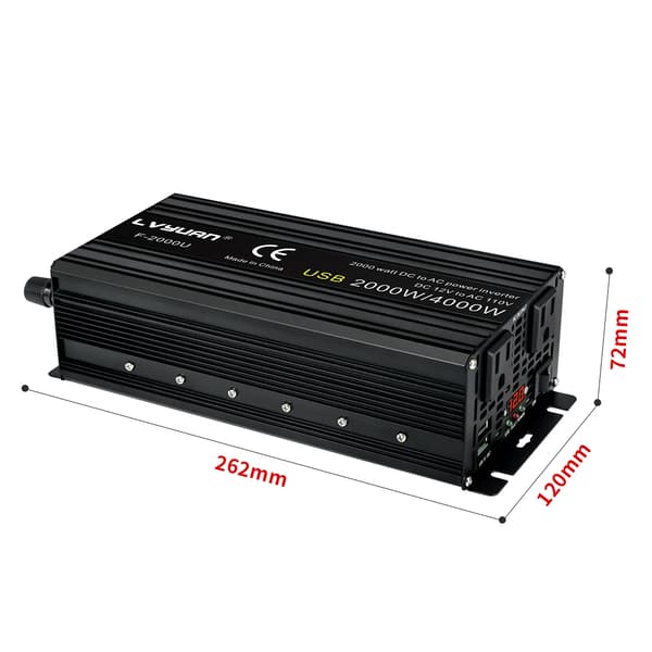 4000W Tehoinvertteri, 2000W Jatkuva Teho, Kaksinkertainen USB Nopea Lataus,12V-220V-50hz-EU