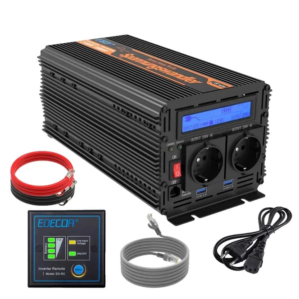 Ren sinuskurve inverter, 2500W udgangseffekt, LCD-display,12V, 220-240V, TYSKLAND