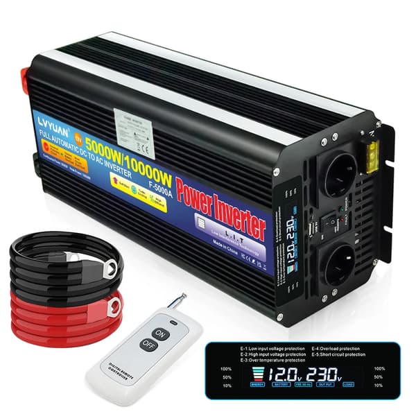 DC-AC-virrankonvertteri, 10000W huipputeho, kaksoissyöttöjännite 12V/24V,12V 10000W EU 50Hz