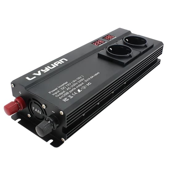 Strømomformer, 6000W spidsudgang, 4 USB-porte,6000W Sort