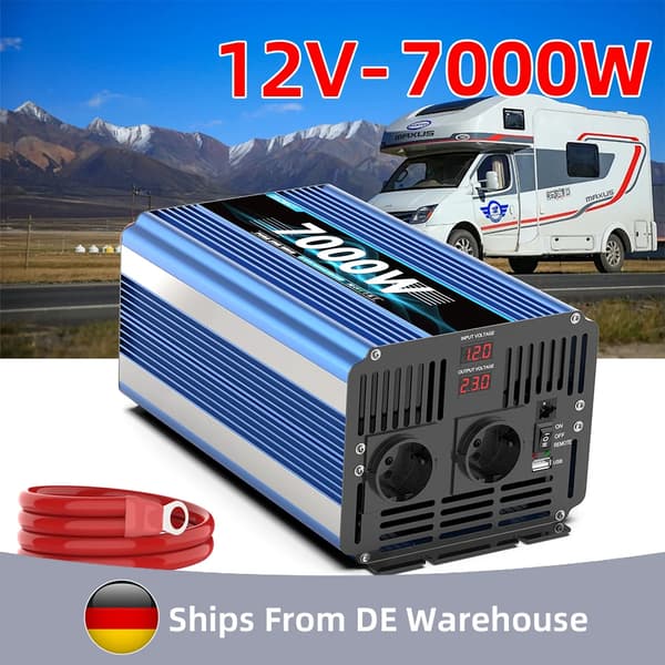 Puhdas sinimuotoinen invertteri, 7000W huipputeho, korkea muunnos tehokkuus,12V 230V 7000W