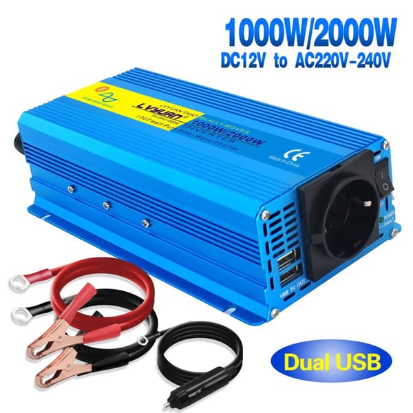 Virta-invertteri, 1000W jatkuva teho, puhdas sinimuotoinen lähtö,2000W-12V-220V
