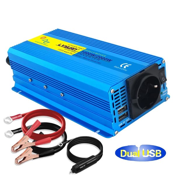 Strømomformer, 1000W kontinuerlig effekt, ren sinuskurveudgang,2000W-12V-220V