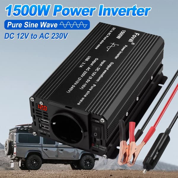 1500W Effektomvandlare, Ren Sinusvåg Utgång, 750W Kontinuerlig Effekt,1500W-12V-220V