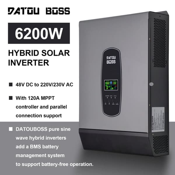 Hybrid Solar Inverter, 6200W Nimellisarvo, 48Vdc Akun Jännite,DT4862-6.2KW 48V