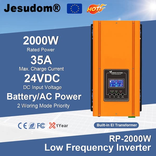Puhdas sinimuotoinen invertteri, 2000W nimellisteho, 91% tehokkuus,RP-2000W, 220-240vac 50Hz60Hz, 24 VDC
