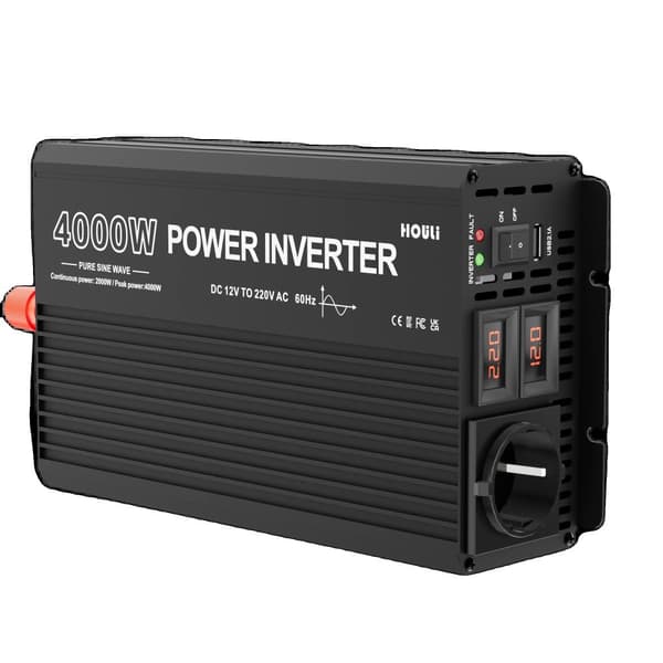 HOULI Tehoinvertteri, 2000W - 6000W Teho, Puhtaan Sinimuotoisen Aallon Teknologia,4000 W, 12V-220 V