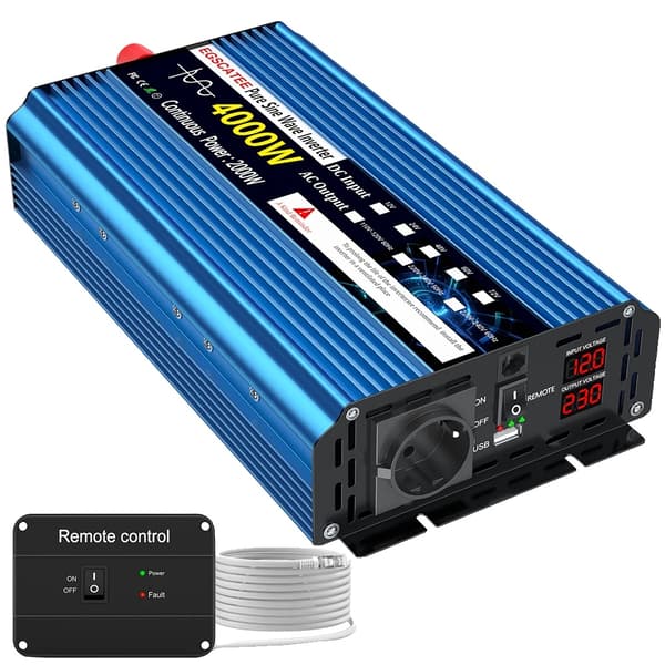 Ren sinuskurve inverter, 4000W spidseffekt, 2000W kontinuerlig output,12V 4000W 50Hz EU