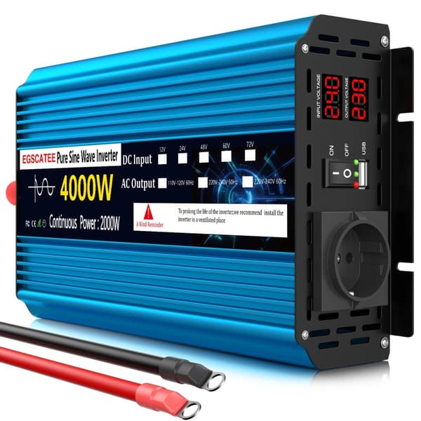 Puhdas sinimuotoinen invertteri, 4000W huipputeho, 2000W jatkuva teho,24 V 4000W 50Hz EU