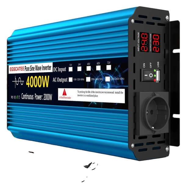 Ren sinuskurve inverter, 4000W spidseffekt, 2000W kontinuerlig output,24V 4000W 50Hz EU