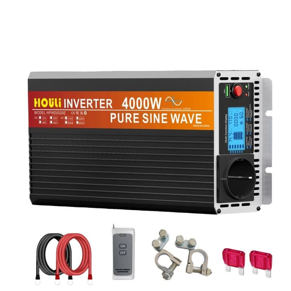 Puhdas sinimuotoinen invertteri, nimellisteho 3000W/6000W, USB-ulostulo 5V/2.1A,Peak Power 4000W 12V