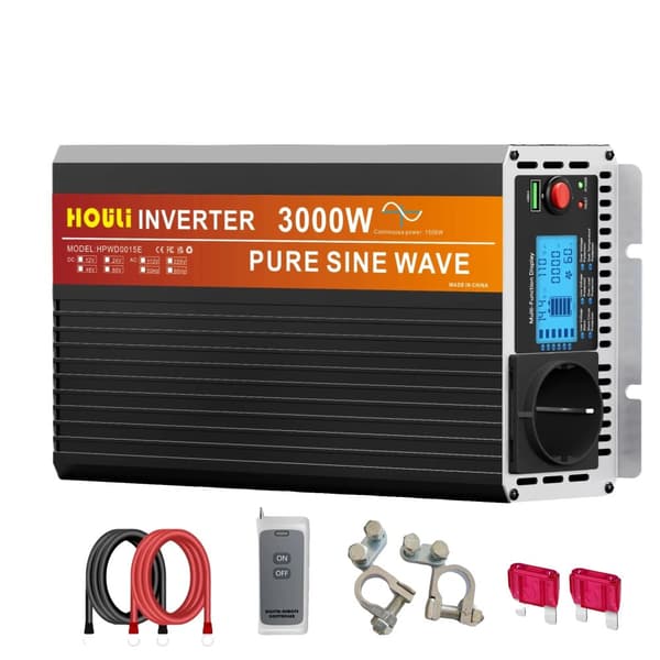 Puhdas sinimuotoinen invertteri, nimellisteho 3000W/6000W, USB-ulostulo 5V/2.1A,Peak Power 3000W 12V