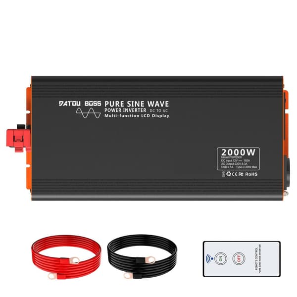 Puhdas sinimuotoinen invertteri, 2000W jatkuva teho, kaukosäätötoiminto,DC60V - AC220V 50Hz