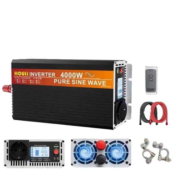 HOULI Inverter, Hög effektalternativ 6000W-3000W, Ren sinusvåg utgång,4000W, 12V-220V