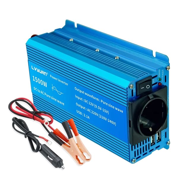 DC-AC-invertteri, 1500W teho, kaksois-USB-portit,1500w 12v 50hz EU