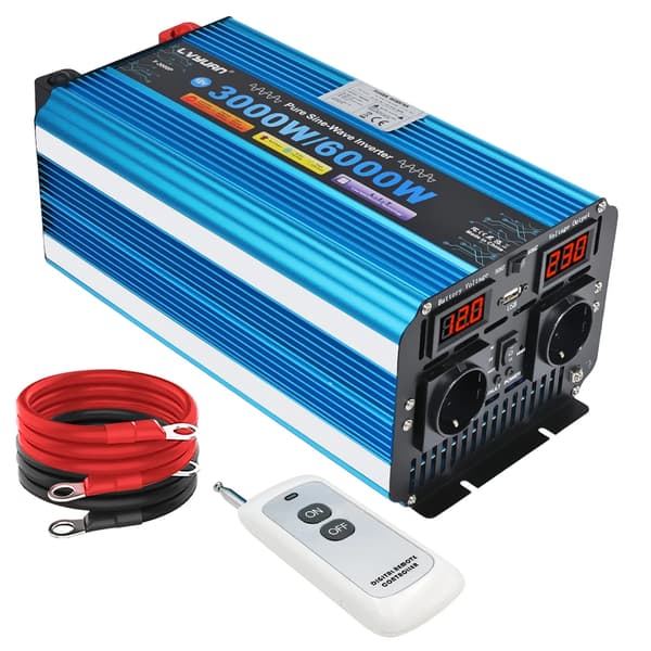 Puhdas sinimuotoinen invertteri, 3000W jatkuva teho, 6000W huipputehon,12V220V 6000W EU