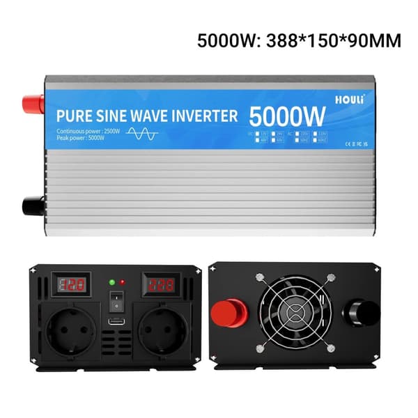 HOULI Puhdas Sinusaalto Invertteri, 2000W Huipputeho, 12V & 24V Syöttö,5000W 12V 220V