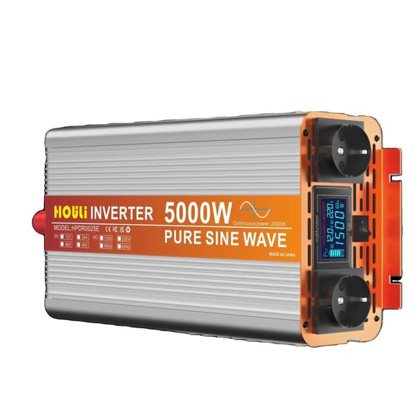HOULI Puhdas Sinusaalto Invertteri, 3000W - 6000W Vaihtoehdot, Kaksi EU-pistoketta,EU-5000W-12V-220V