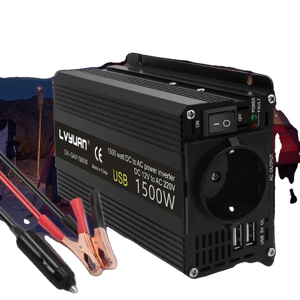 Kannettava virtamuunnin, muokattu sinimuotoaalto, USB-latausmahdollisuus,M1500W-12V-220V