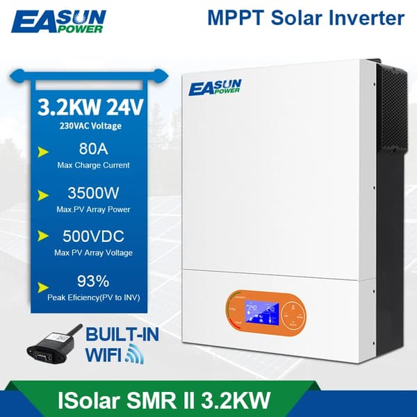 Hybrid sol inverter, 6,2 kW nominel effekt, 120 A maks. solcelleladningsstrøm,SMR II 3,2KW Wifi