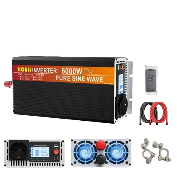 Ren Sinuskurve Inverter, 3000W til 6000W Effektområde, EU Stik Kompatibilitet,6000W-12V-220V-50HZ