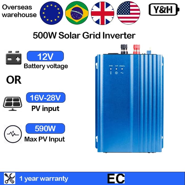 Aurinkoverkon invertteri, 500W teho, korkea hyötysuhde MPPT,500W-12V, 220V