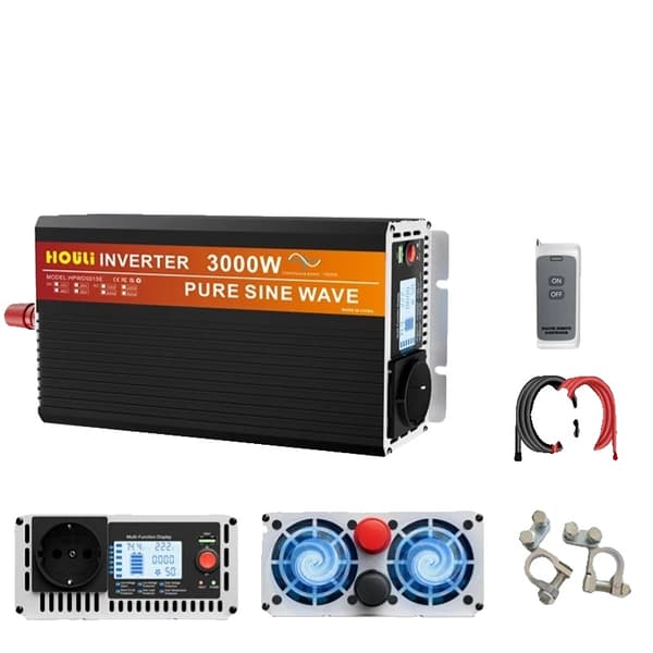 Puhdas sinimuotoinen invertteri, 3000W - 6000W tehoalue, EU-pistokkeen yhteensopivuus,3000W-12V-220V-50HZ