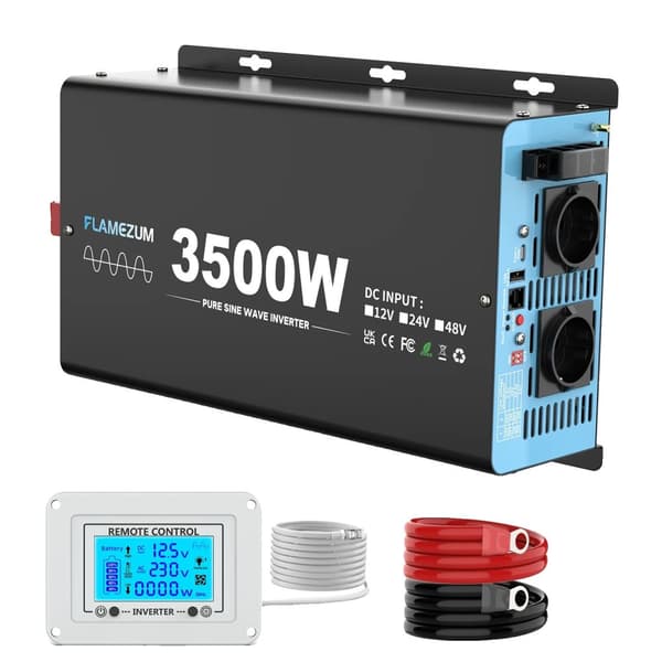 3500W Ren Sinusvågsomvandlare, Spetskraft 7000W, 230V AC Utgång,12V 3500W 50HZ EU