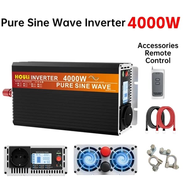 Ren Sinuskurve Inverter, 3000W til 6000W Effektområde, EU Stik Kompatibilitet,4000W-12V-220V-50HZ