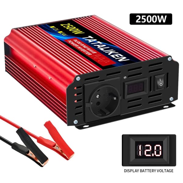 Ren sinusvågsomvandlare, 12V DC till 220V AC, flera effektalternativ,2500W 12V