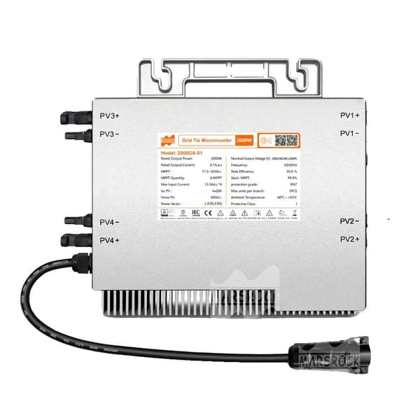 2000W Mikroinvertteri, Korkea tehokkuus 96,5%, Vesitiivis IP67,2000W, AC 230V, DC 22-50V