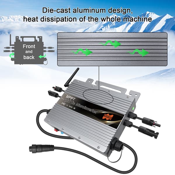 700W Solcelle Nettilsluttet Mikroinverter, Indbygget WiFi, IP67 Vandtæt Klassificering,700W, DC22-50V, 90-250V