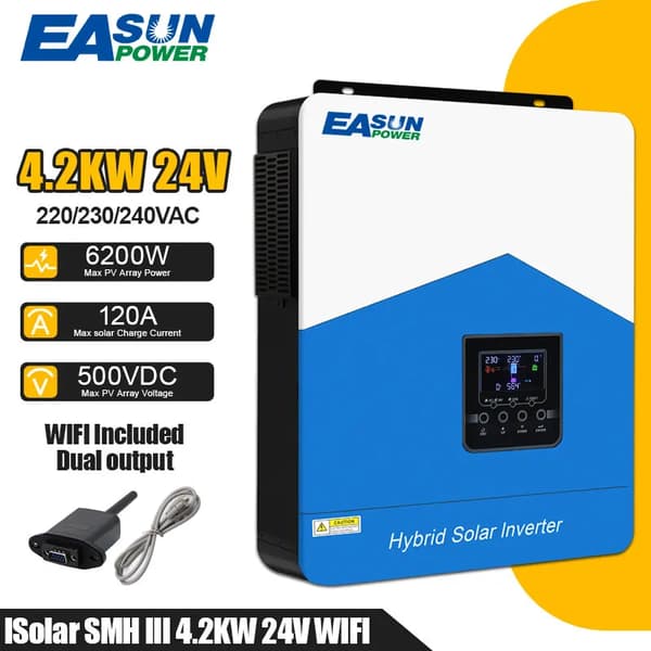 EASUN Aurinkoinvertteri, 2.2KW/3.2KW/4.2KW Teho, Puhtaan Sinimuotoisen Aallon Ulostulo,4.2KW-WIFI