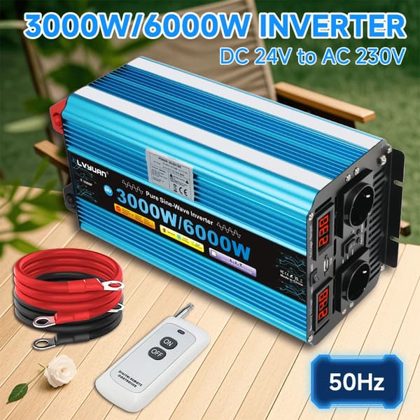 Ren Sinuskurve Inverter, 3500W Kontinuerlig Effekt, 7000W Spidseffekt,6000W-24V-220V-EU