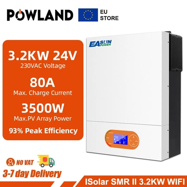 Hybrid sol inverter, 6KW / 3.2KW utgångseffekt, 93% toppverkningsgrad,SMR II 3,2KW WIFI