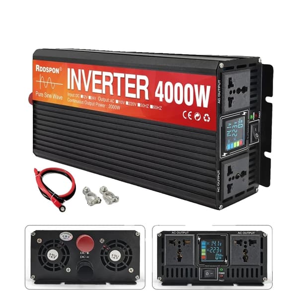 Puhdas sinimuotoinen invertteri, 4000W lähtöteho, 220V AC-jännite,4000W, 12V:stä 220V:hen