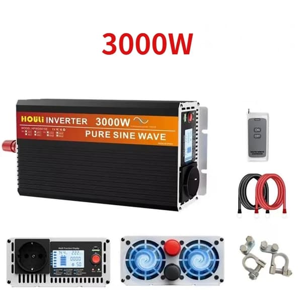 HOULI Invertteri, 6000W, Tehokas Energianhallinta,12V-220V, 3000W
