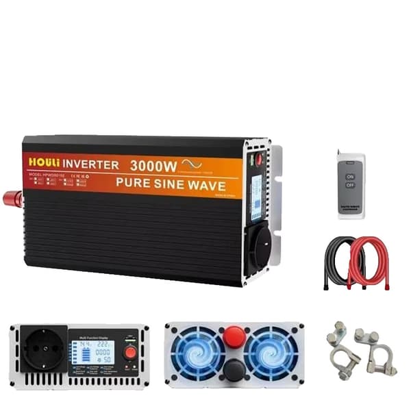 HOULI Invertteri, 6000W, Tehokas Energianhallinta,12V-220V, 3000W